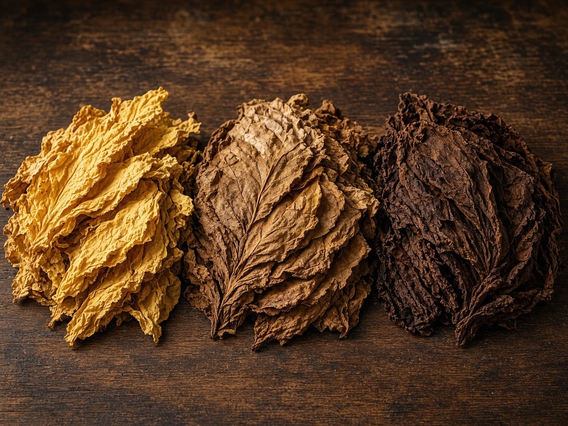 Dried tobacco leaves sorted by colour